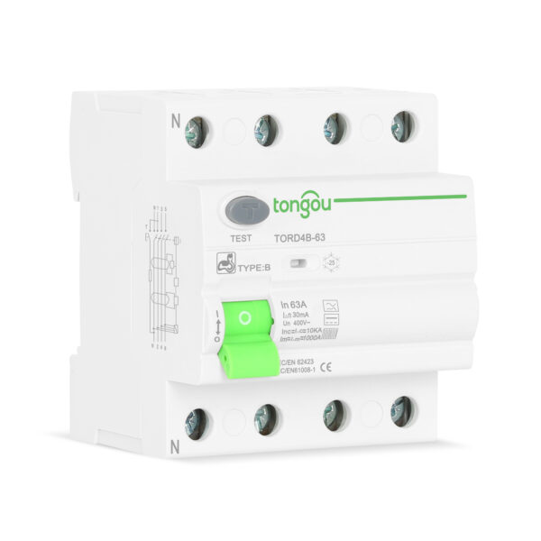 TORD4B 4P Dreiphasig 30mA - 300mA Typ B RCCB Gleichstrom RCD