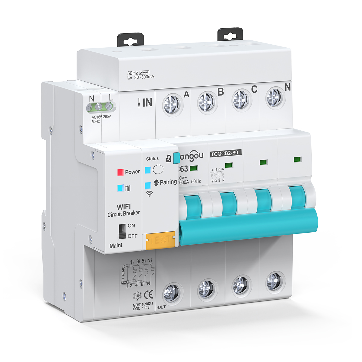 TUYA WiFi Smart RCBO Timer Circuit Breaker Remote Control - TOQCB2L 4P