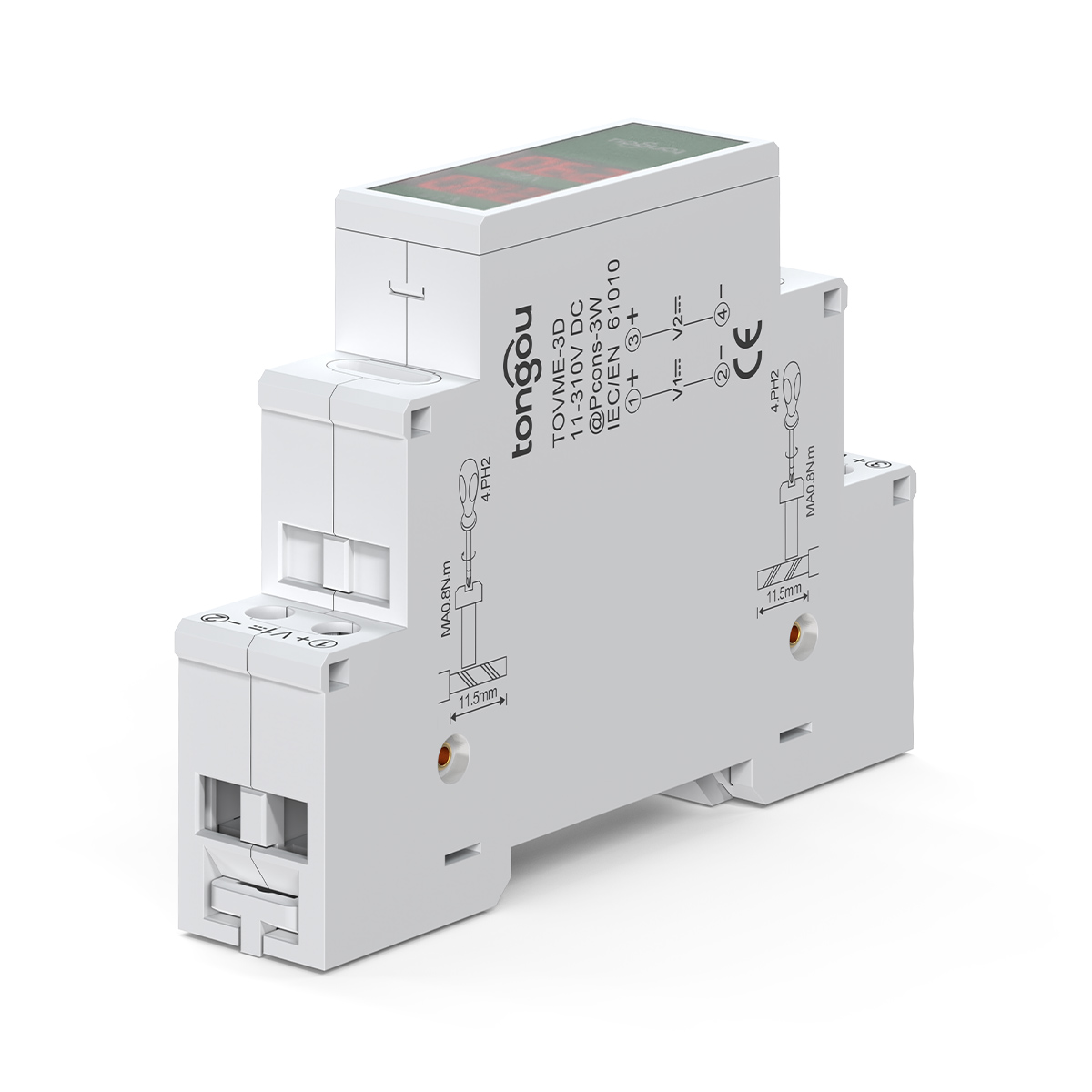 Voltmètre à Rail Din pour Système Solaire - TOVME 2P CC - TONGOU Electrical