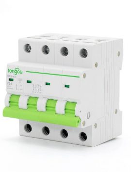 Interruttore differenziale miniaturizzato (MCB) a 4 poli da 25 amp con curva di scatto C e capacità di interruzione di corto circuito di 3kA, modello TOMC5-63