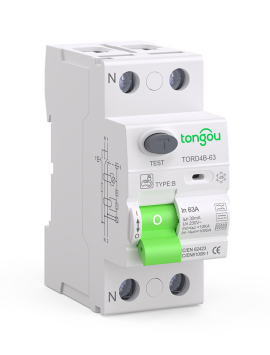 Interruttore Differenziale con Corrente Residua (RCCB) TORD4B-63 IEC/EN 62423 2P 16 - 63A 30 - 300mA Tipo B