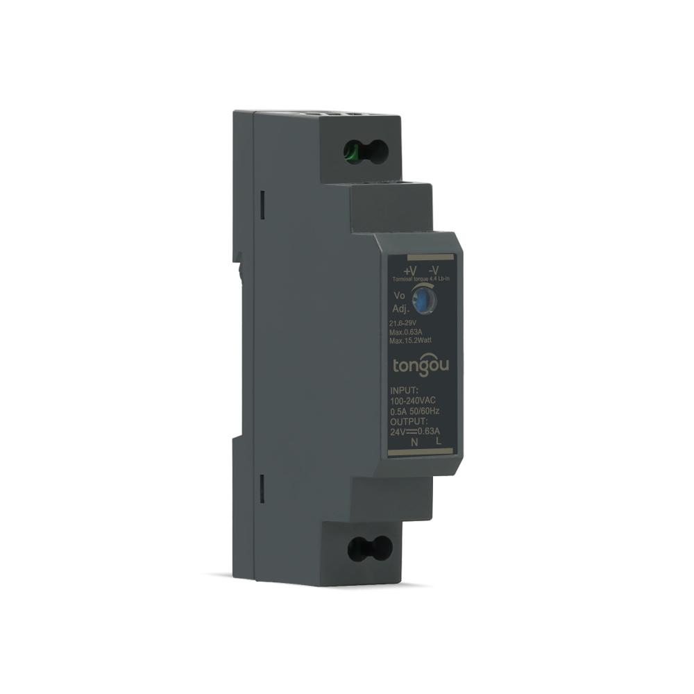 Dispositivo di Alimentazione a Commutazione su Rail DIN SPSD 24V 0,63A Tongou 100-240V 50/60Hz