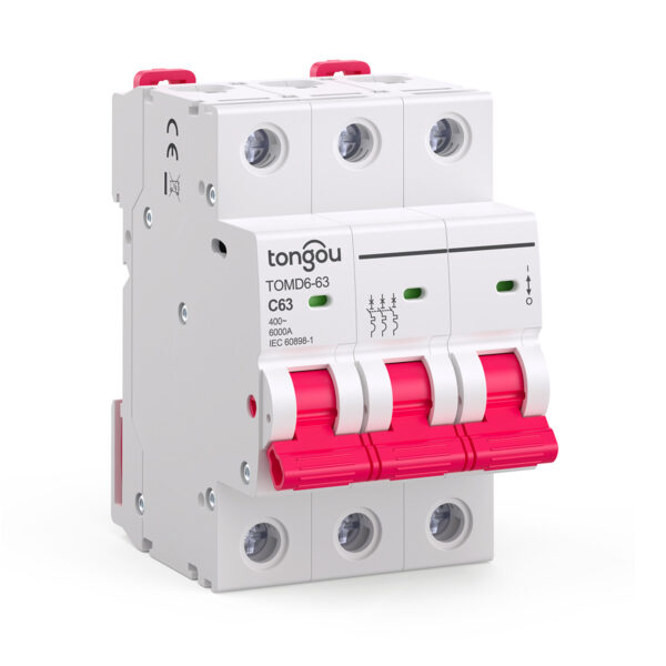 Interruttore magnetotermico AC Mini per casa C Curve 63A MCB Facile da installare - TOMD6 3P