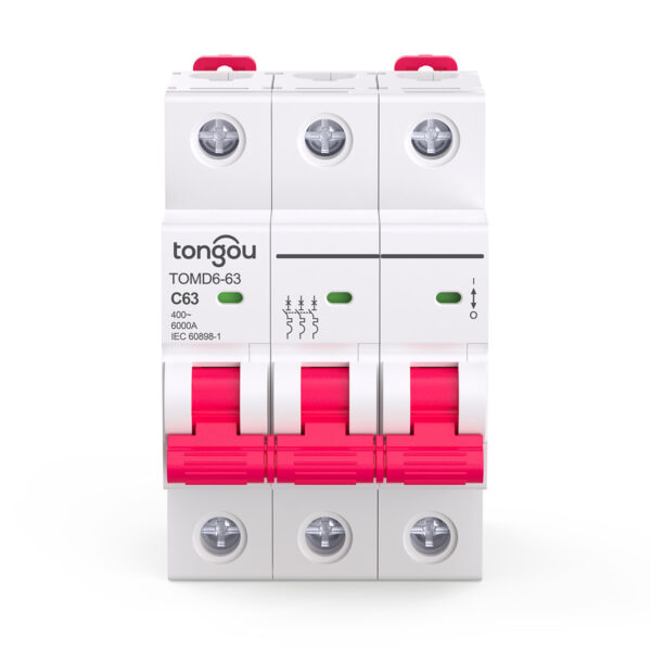 Interruttore magnetotermico AC Mini per casa C Curve 63A MCB Facile da installare - TOMD6 3P