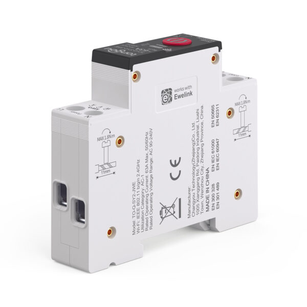 Interruttore intelligente Wi-Fi eWeLink su rail DIN TO-Q-SY2-JWE con monitoraggio della potenza in tempo reale