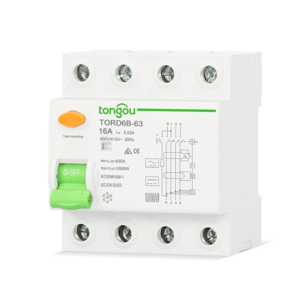 RCCB Residual Current Circuit Breaker RCD TORD6B-63 4 Pole