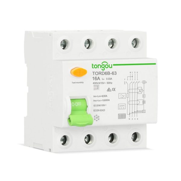RCCB Residual Current Circuit Breaker TORD6B-63 4 Pole 16A
