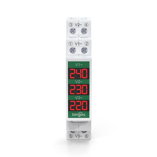Din Rail Three Phase Voltmeter Symbol - TOVME-3 60-450VAC