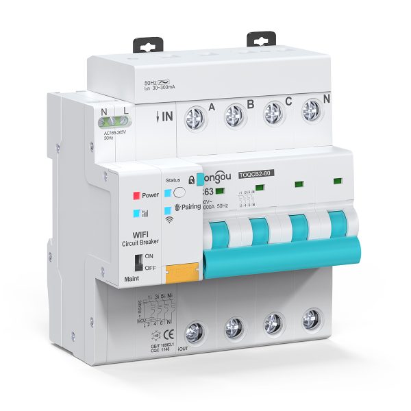 TUYA WiFi Smart RCBO Timer Circuit Breaker Remote Control - TOQCB2L 4P