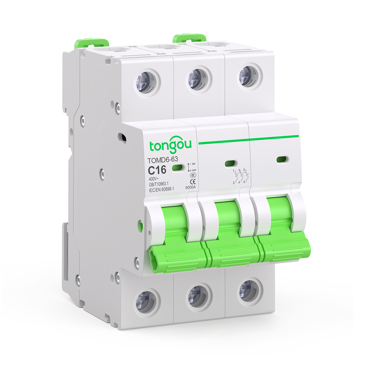 Mini Home Circuit Breaker C Curve MCB TOMD6 3P