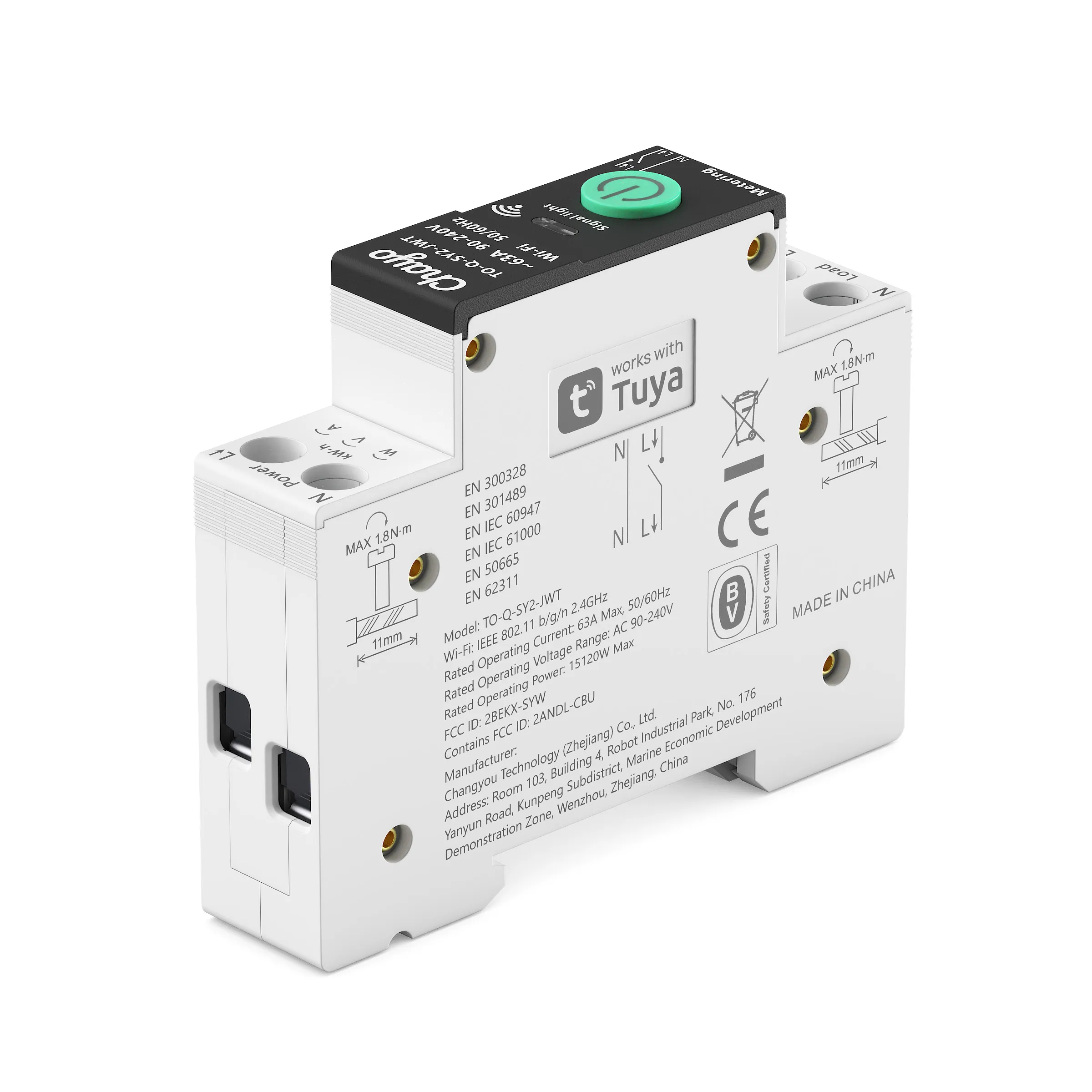 SY2-JWT TUYA Din Rail Smart WiFi with metering timing