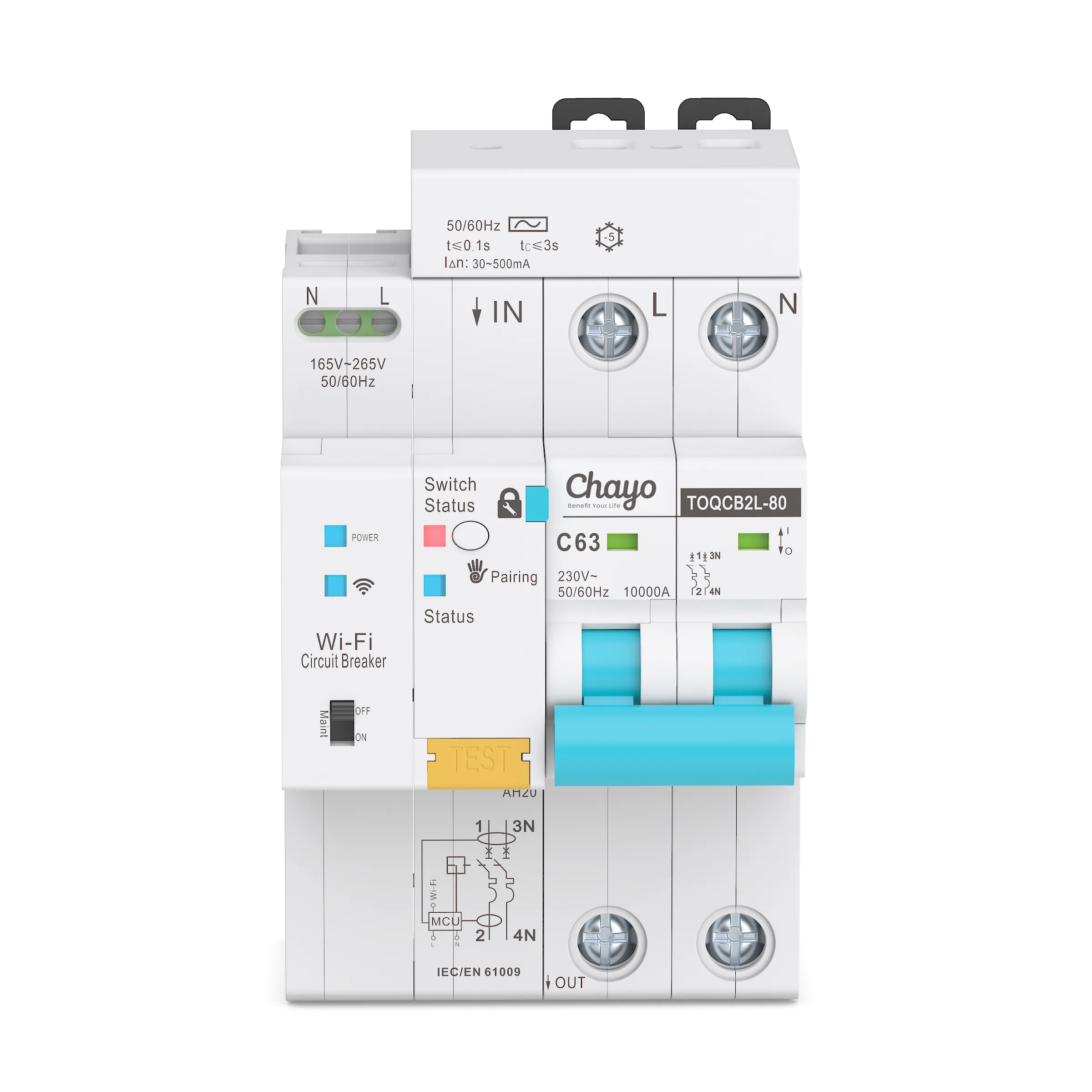 TOQCB2L-JWTAC-1_Chayo-WIFI 2P RCBO METERING TYPE AC