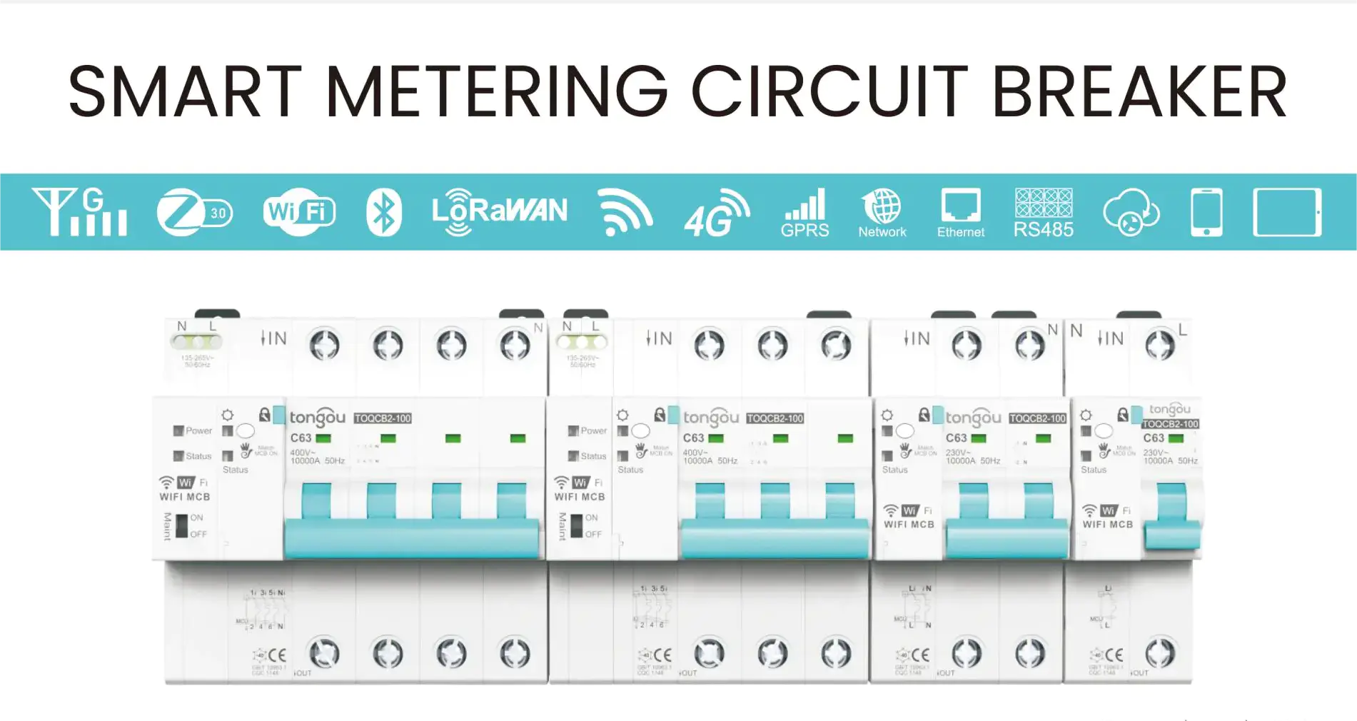 Smart Circuit Breaker TOQCB2 1P 2P 3P 4P IOT Manual Tongou