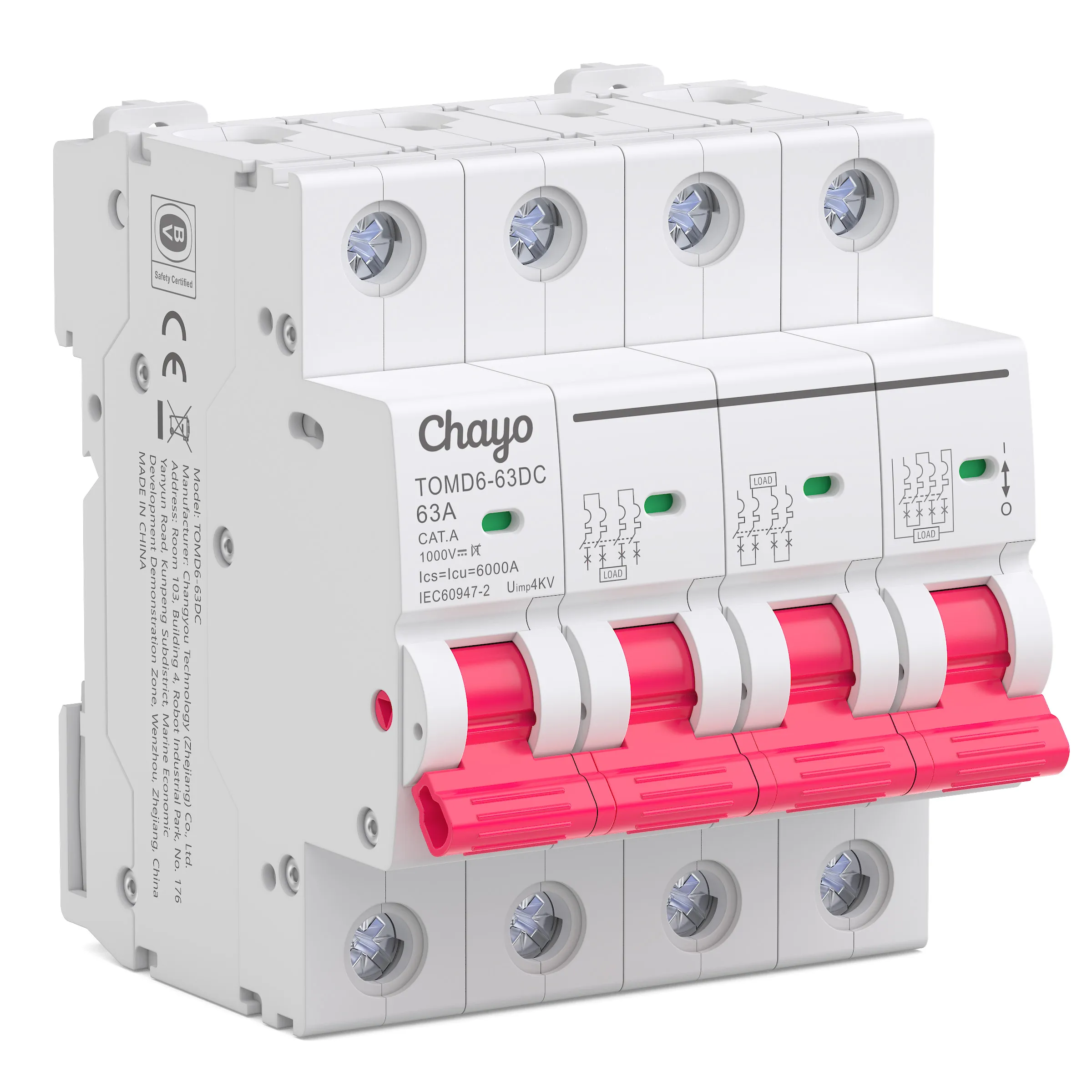 TOMD6-4D-1_Chayo-DC MCB CIRCUIT BREAKER 4 WAY PRICE