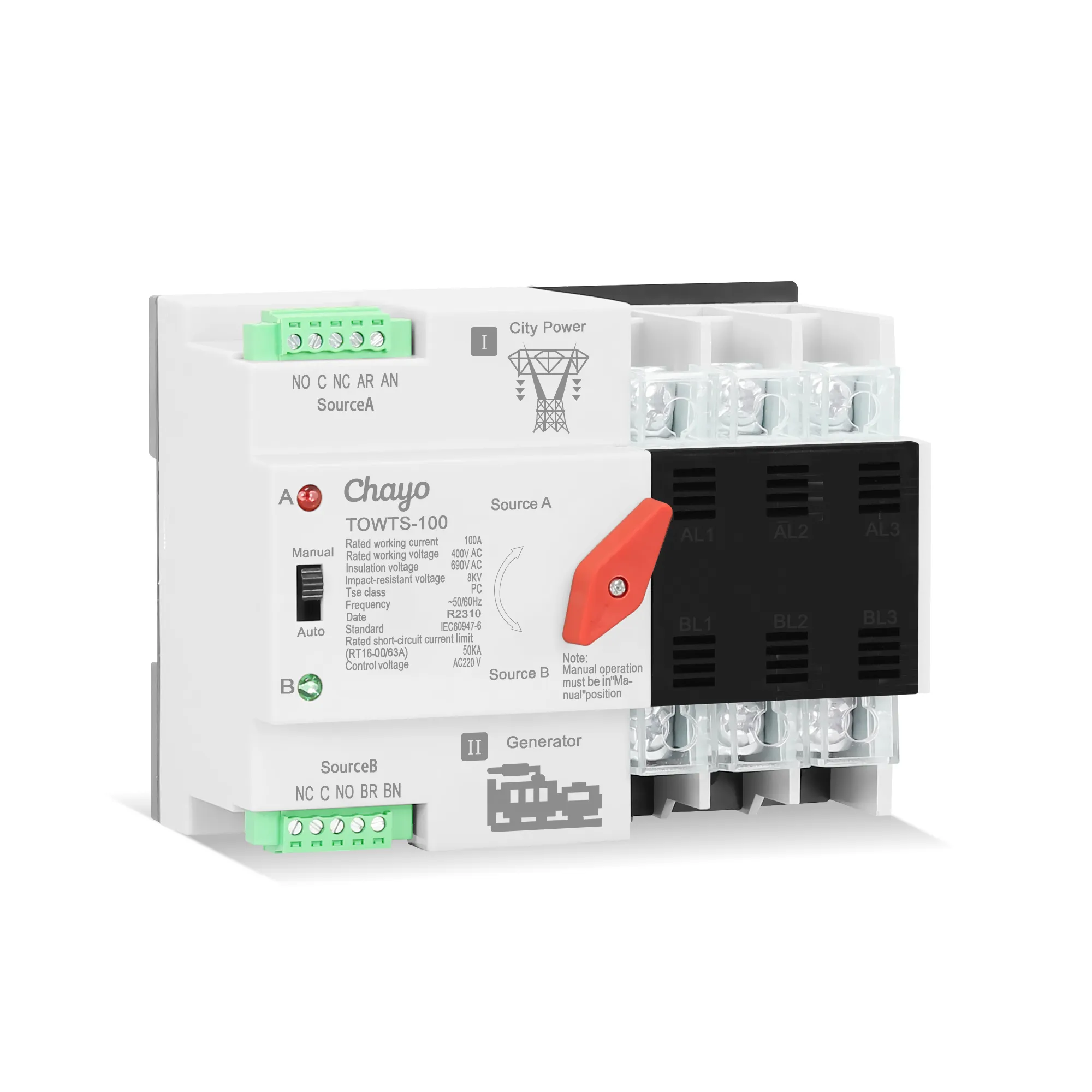 TOWTS-3-3_Chayo-ATS-AUTOMATIC TRANSFER SWITCH 3P 100A