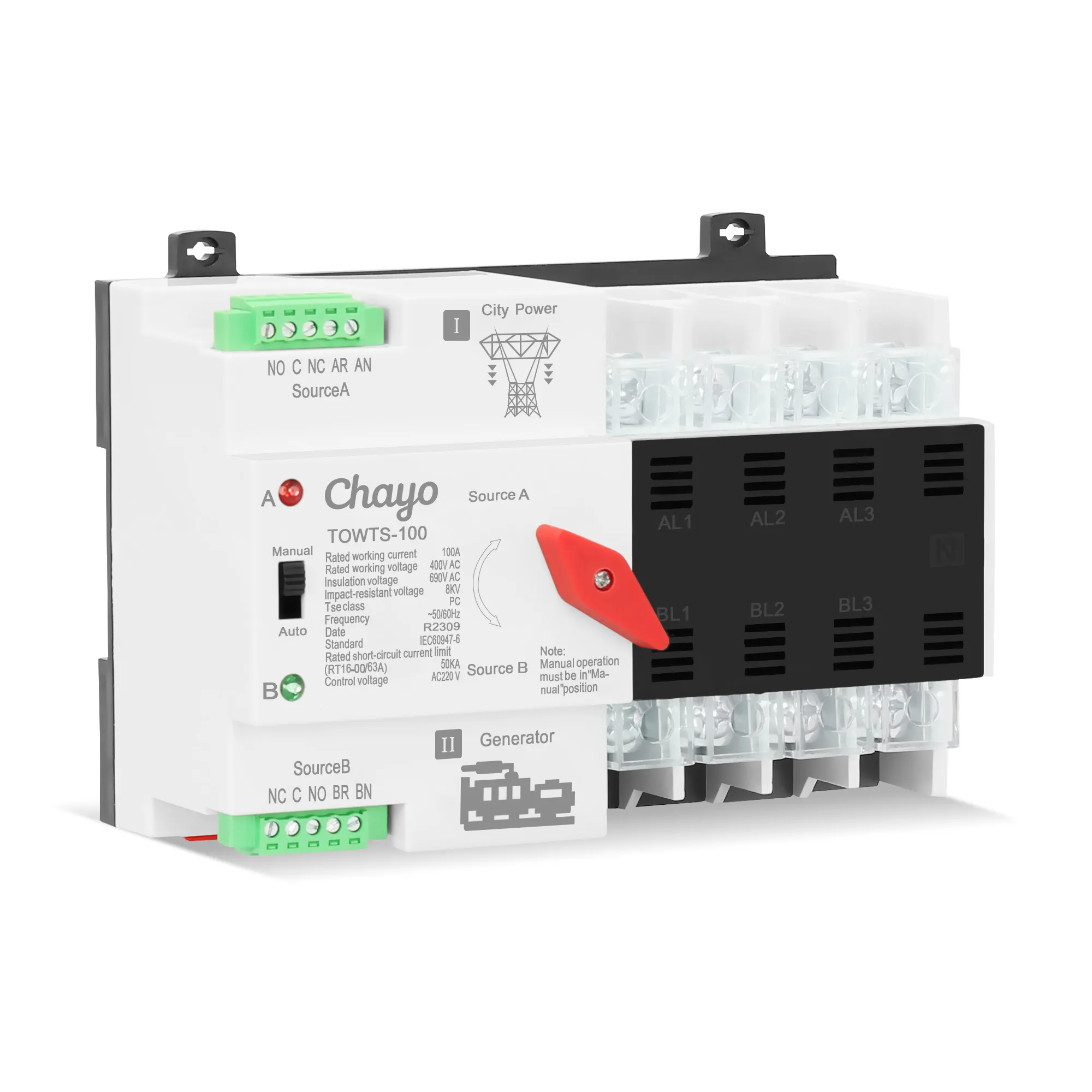 TOWTS-4-4_Chayo-ATS-AUTOMATIC TRANSFER SWITCH 4P 100A